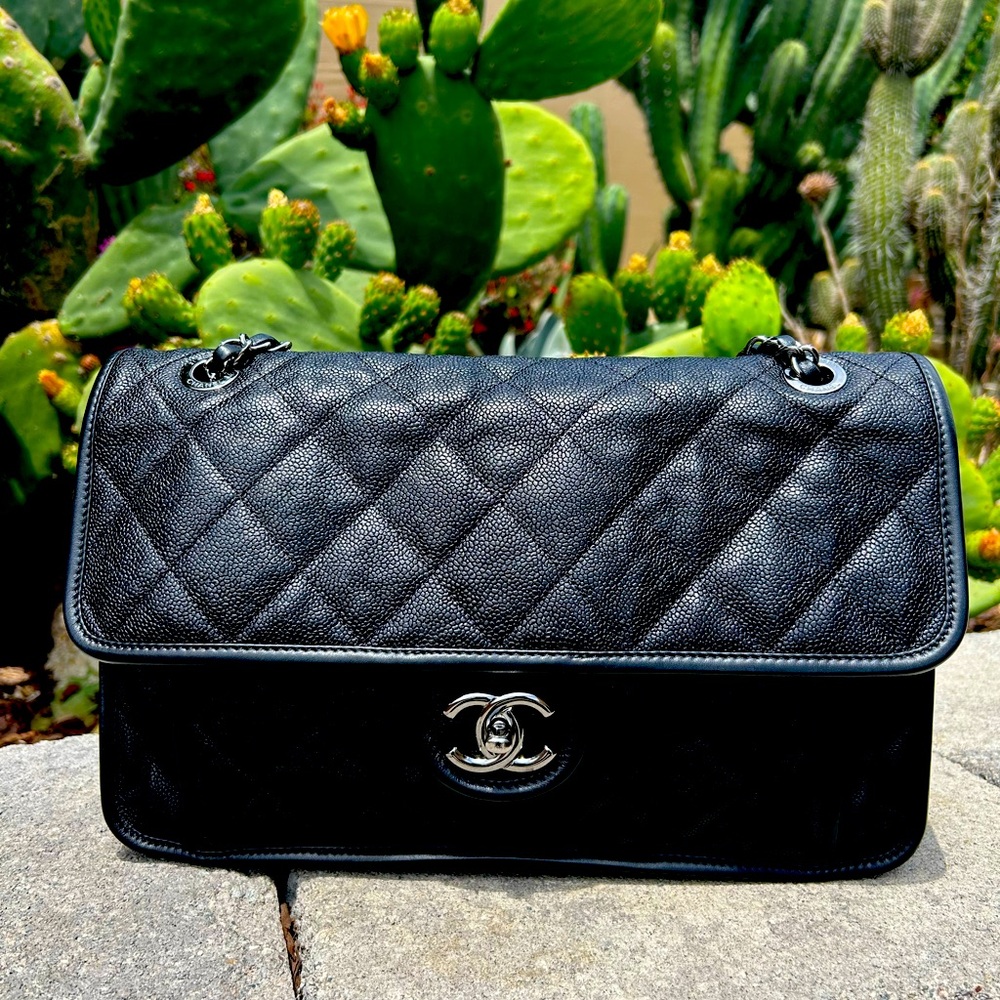 Chanel French Riviera Quilted Caviar Flap Bag